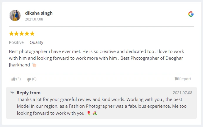 Screenshot of Client's Google Reviews in Google Business Profile, Ranjan KM's Photography, Photographer, Deoghar