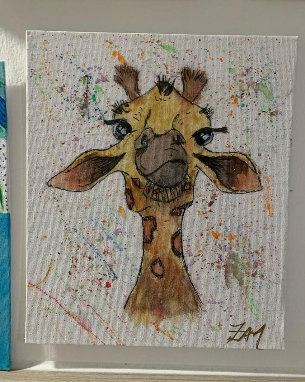 Giraffe With Splashes