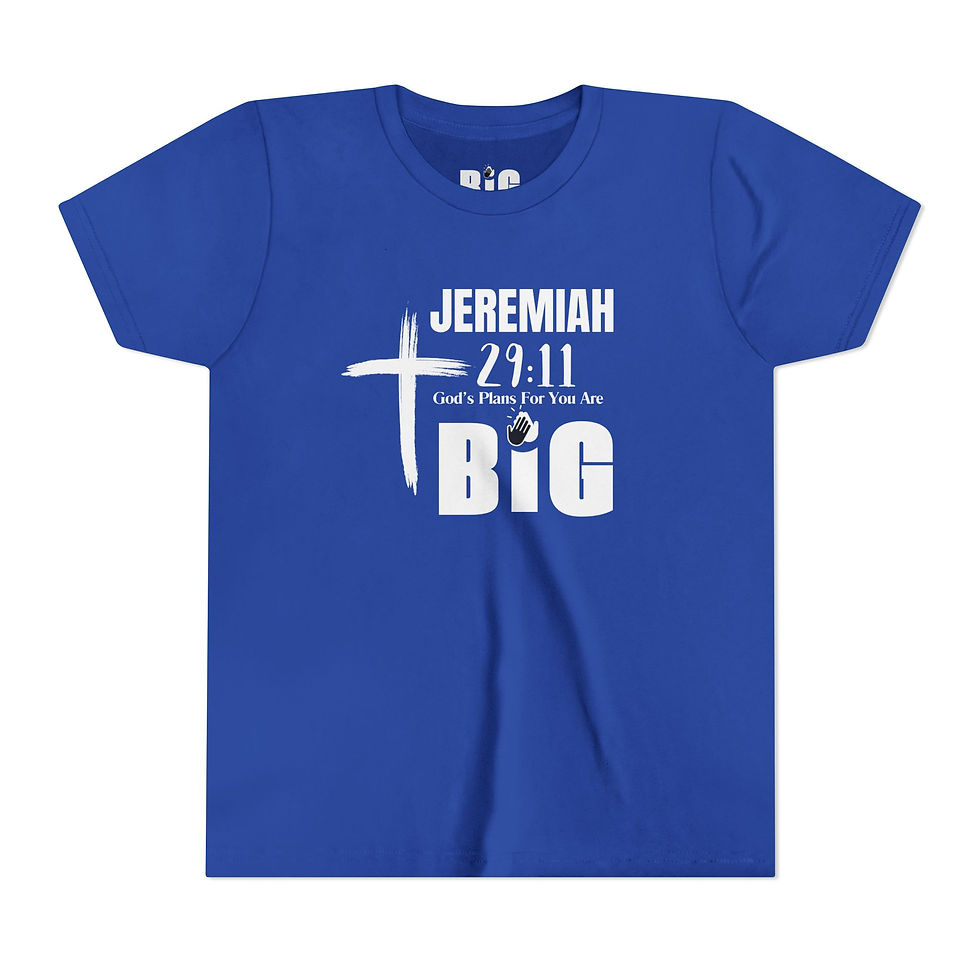 Thumbnail: Youth Short Sleeve Tee | Jeremiah 29:11 "God's Plans For You Are BiG"