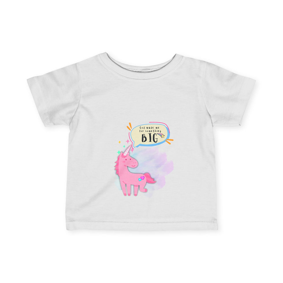 Thumbnail: Pink Unicorn Infant Tee | "God Made Me For Something BiG"