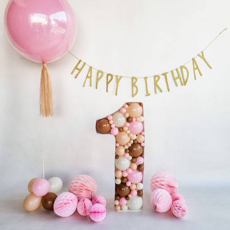 1 מלא בבלונים ובלון קריסטל