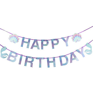 silver happy birthday banner