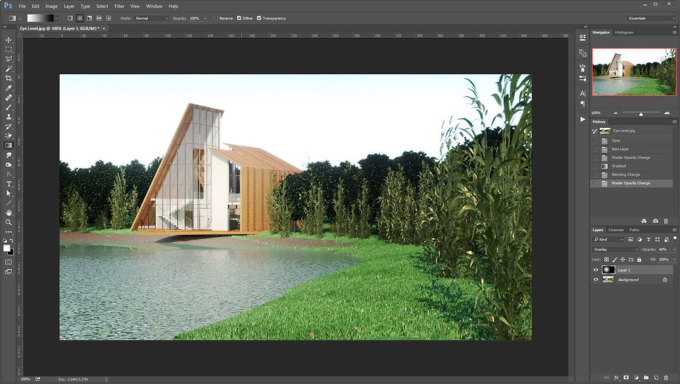 26. Change Blending to Overlay Opacity 40