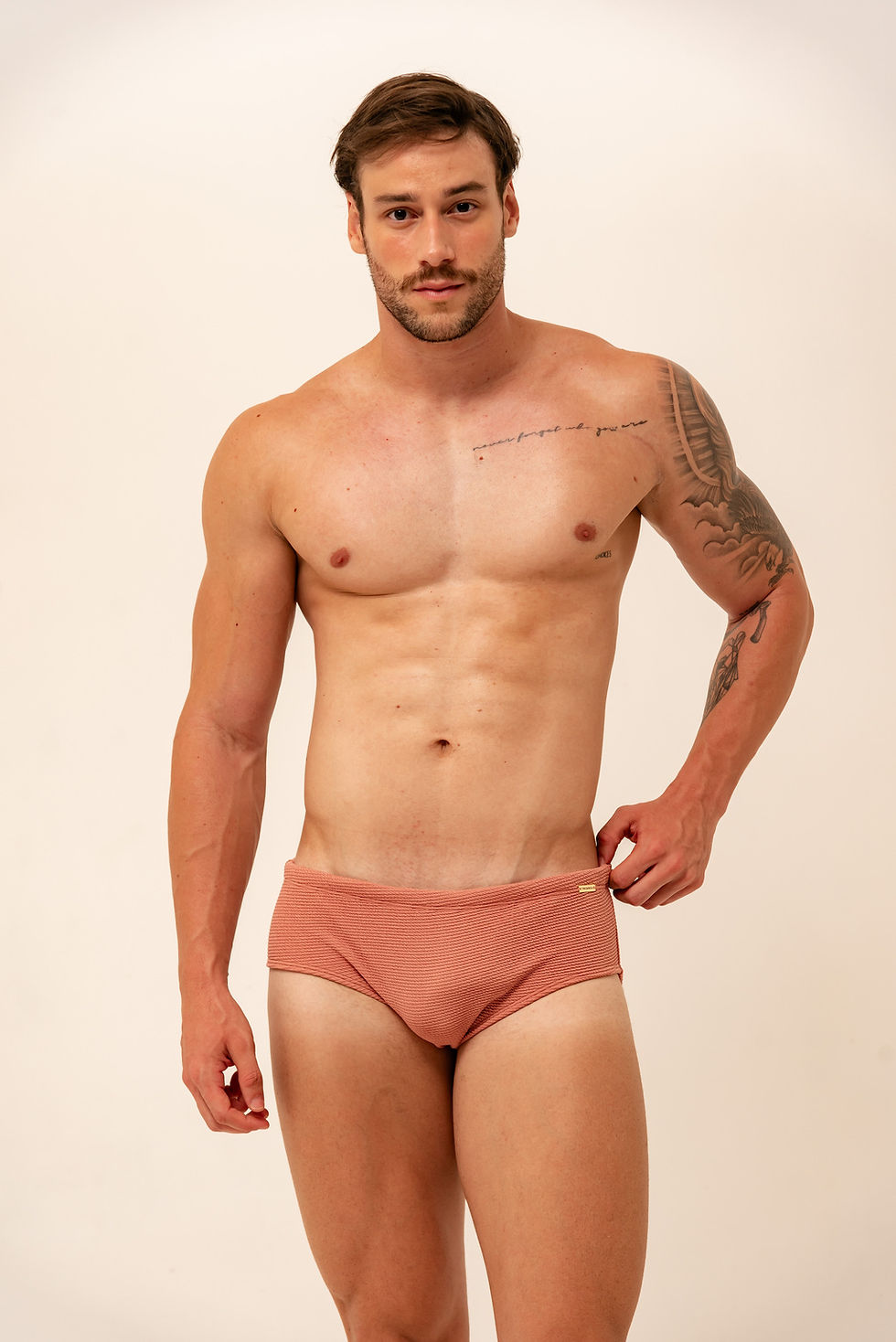 Miniatura: Sunga slim rosa pêssego canelado