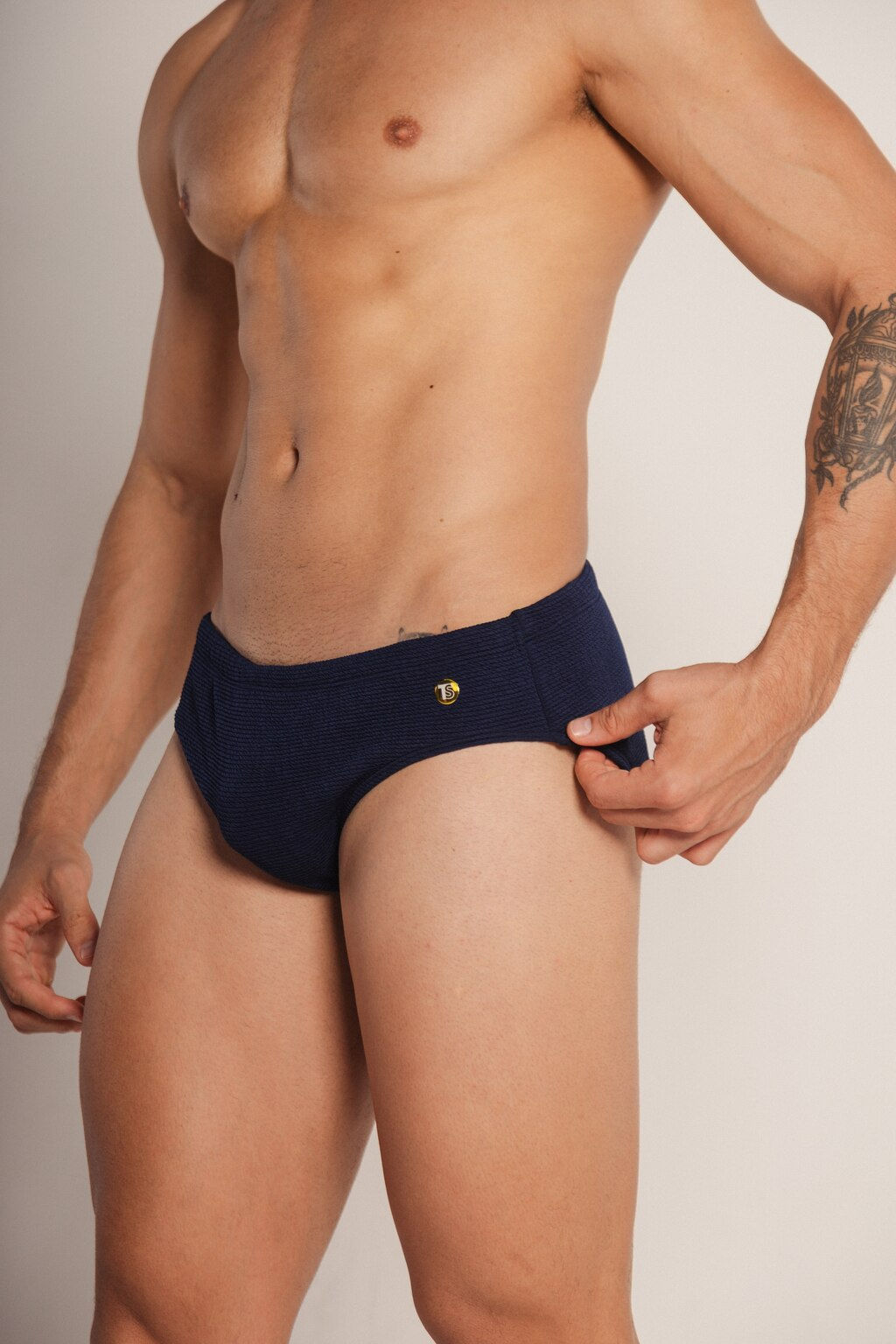 Sunga slim 7 azul marinho canelado TS