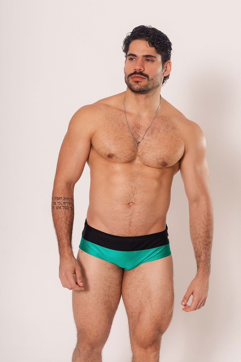Miniatura: Sunga Slim bicolor Preto e Verde Jade Brilho TS