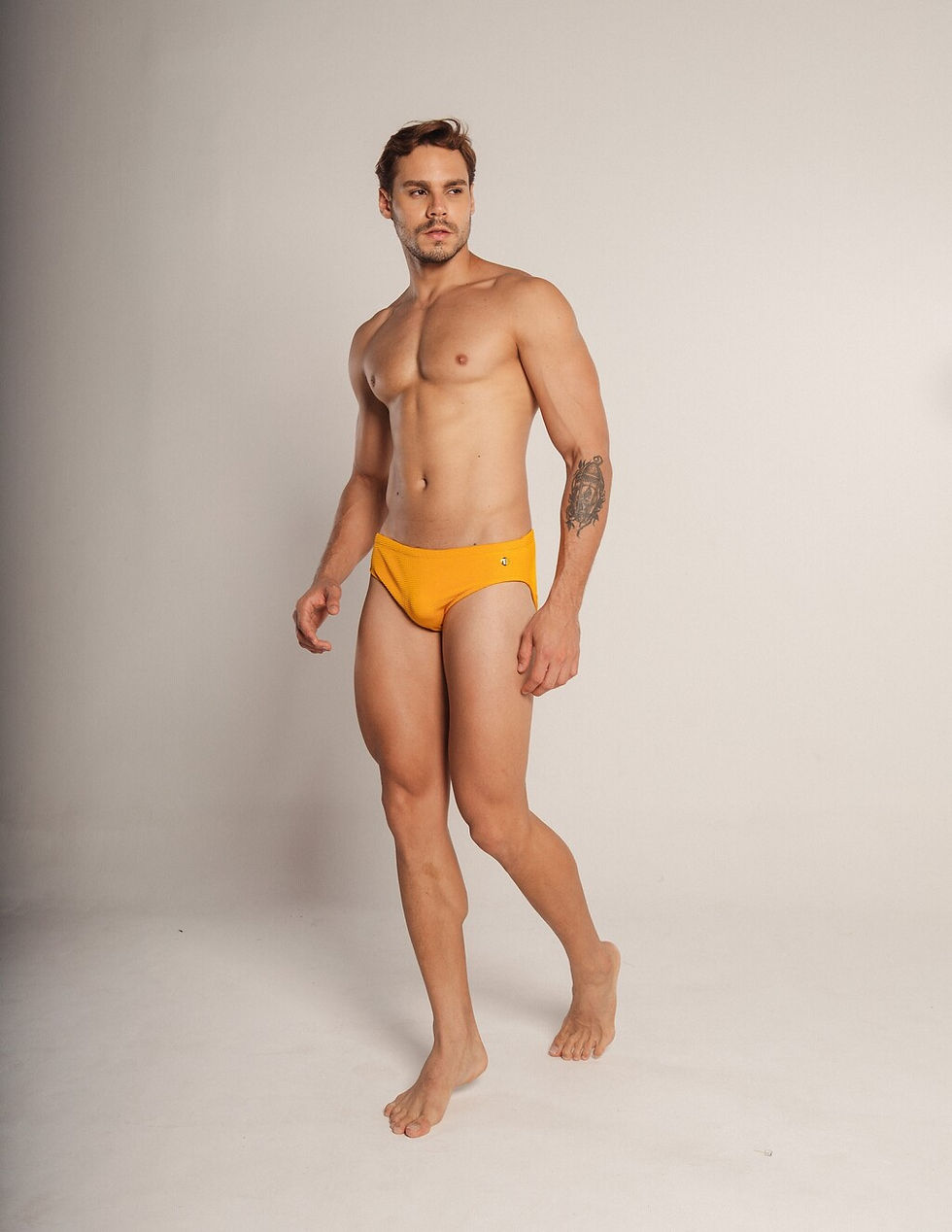 Miniatura: Sunga slim 7 amarelo quente canelado