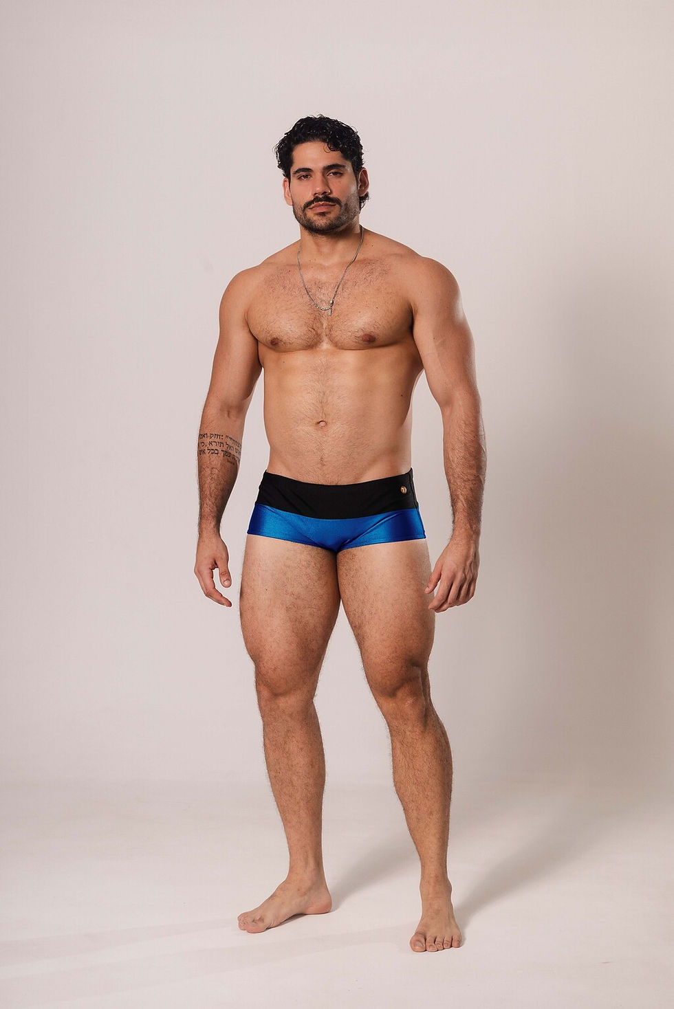 Miniatura: Sunga Tradicional bicolor Preto e Azul Royal Brilho TS