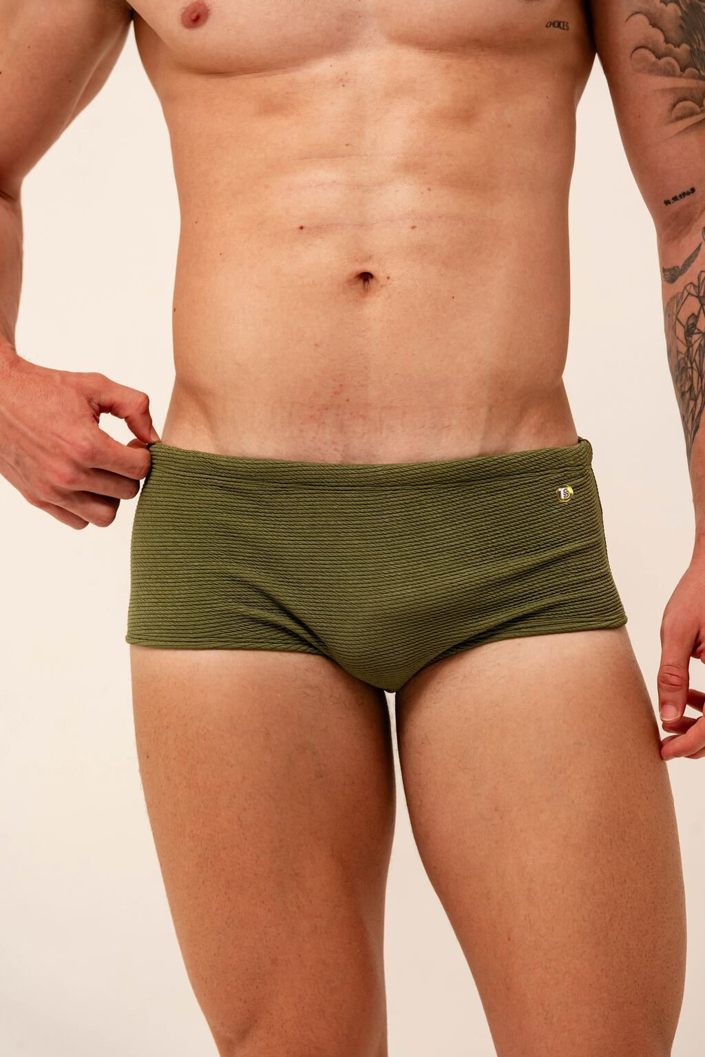 Sunga tradicional verde lodo canelado TS