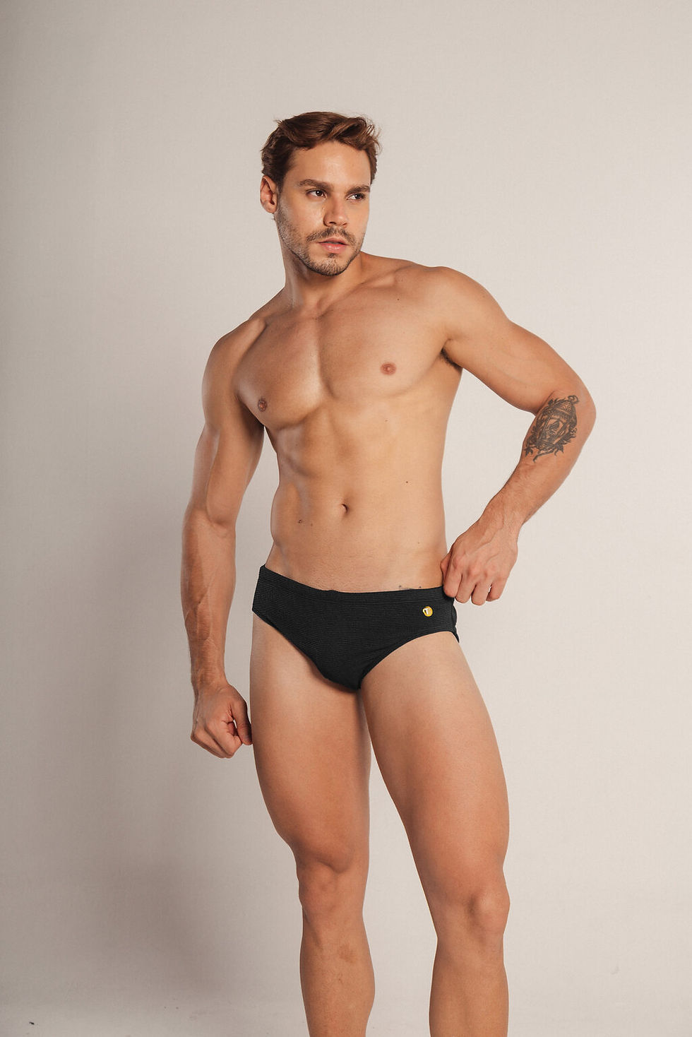 Miniatura: Sunga slim 7 preto canelado TS