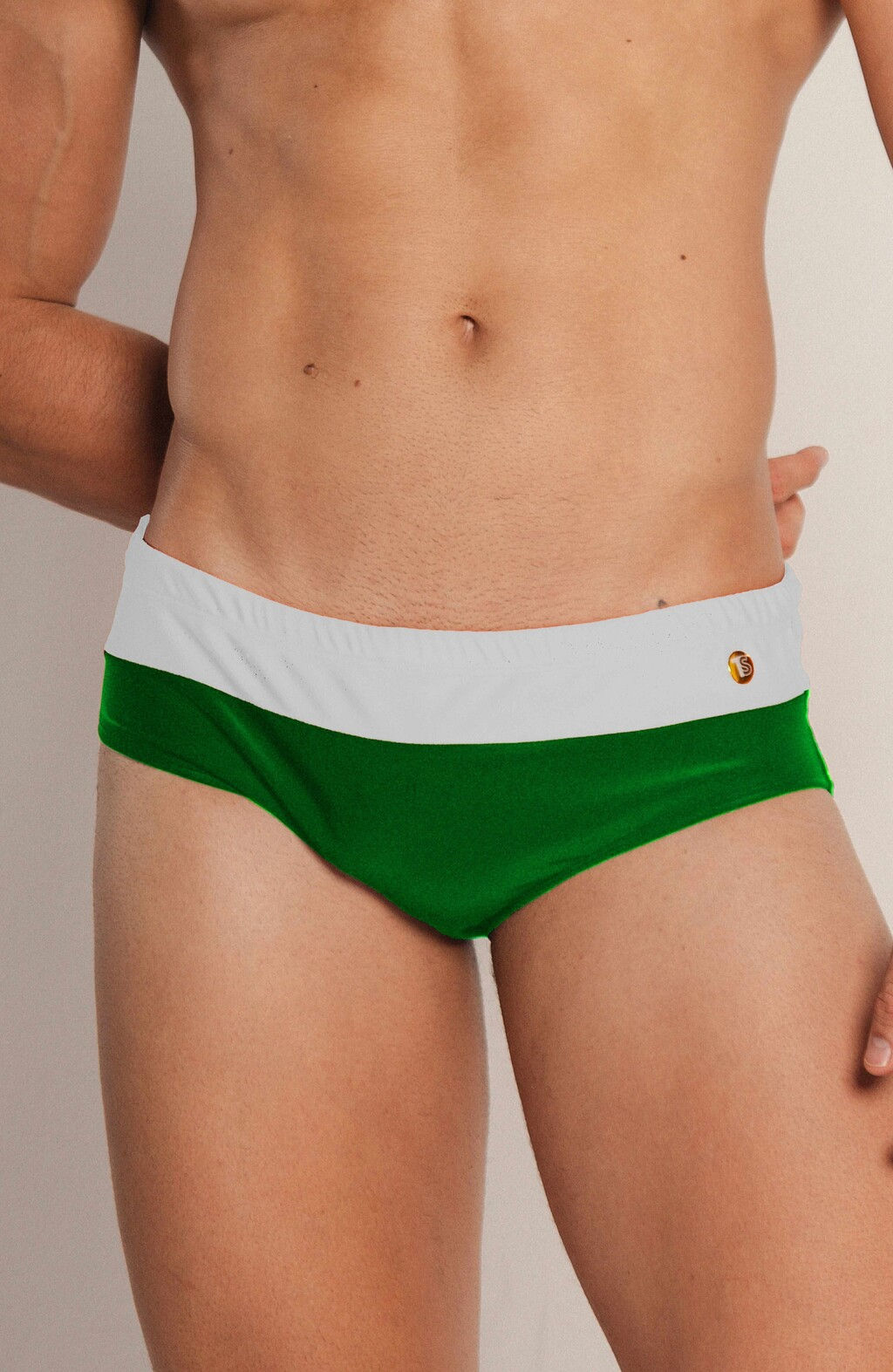 Sunga slim bicolor Verde e Branco Opaco TS