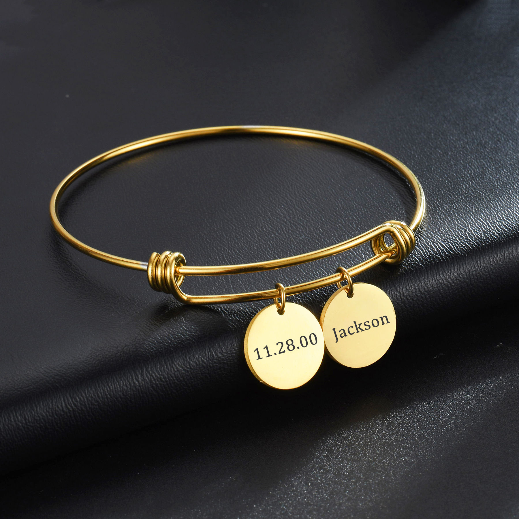 Acheerup Fashion Personalized Engrave Name Bangle for Women Stainless Steel Cust
