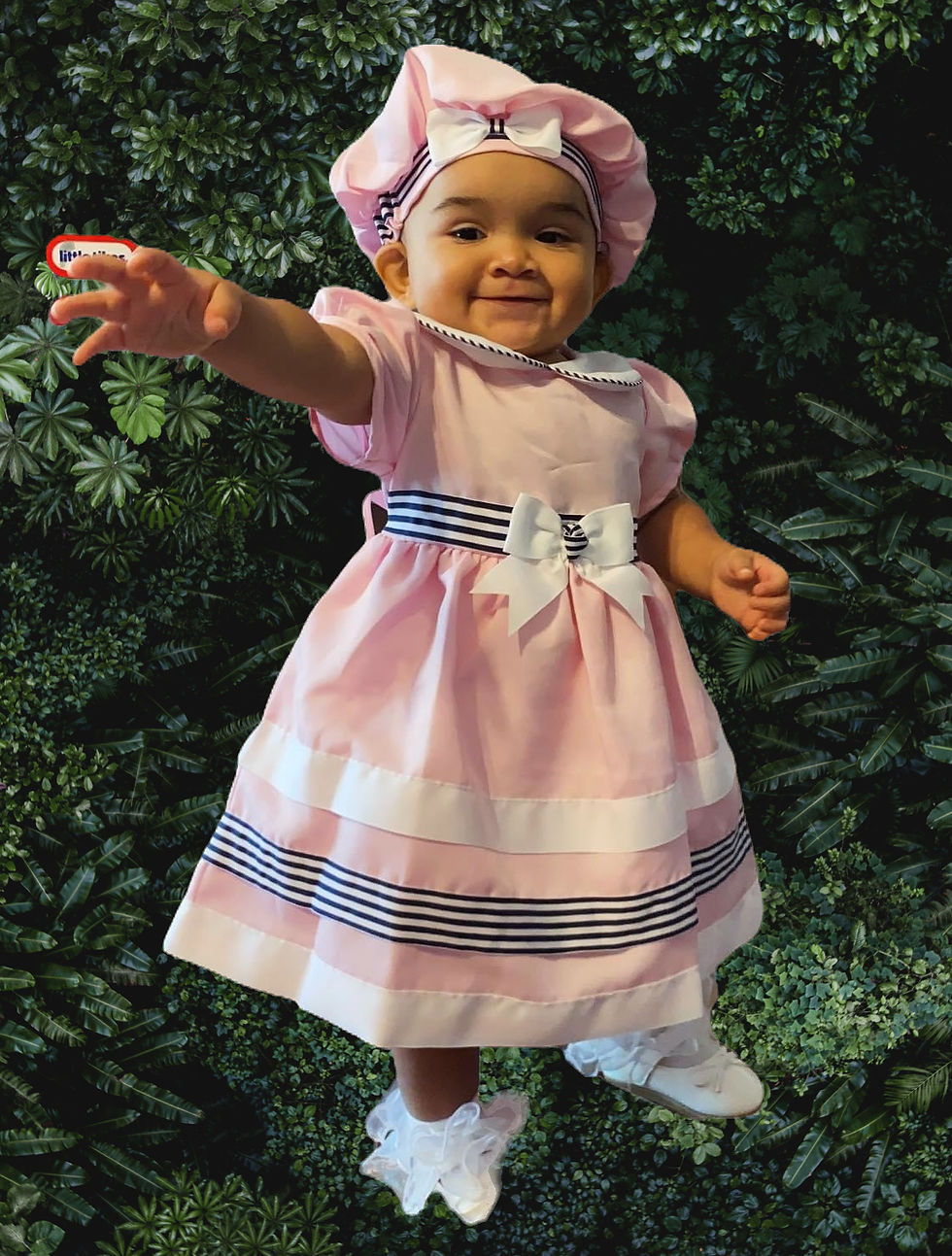 Thumbnail: SWEET GIRLS PINK STRIPED SAILOR DRESS by Rare Editions