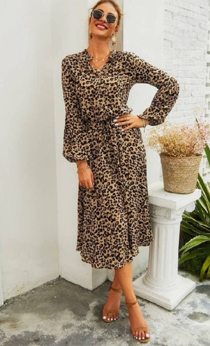 Elowen High-Low Boho Midi Dress – Wild Rose Leopard