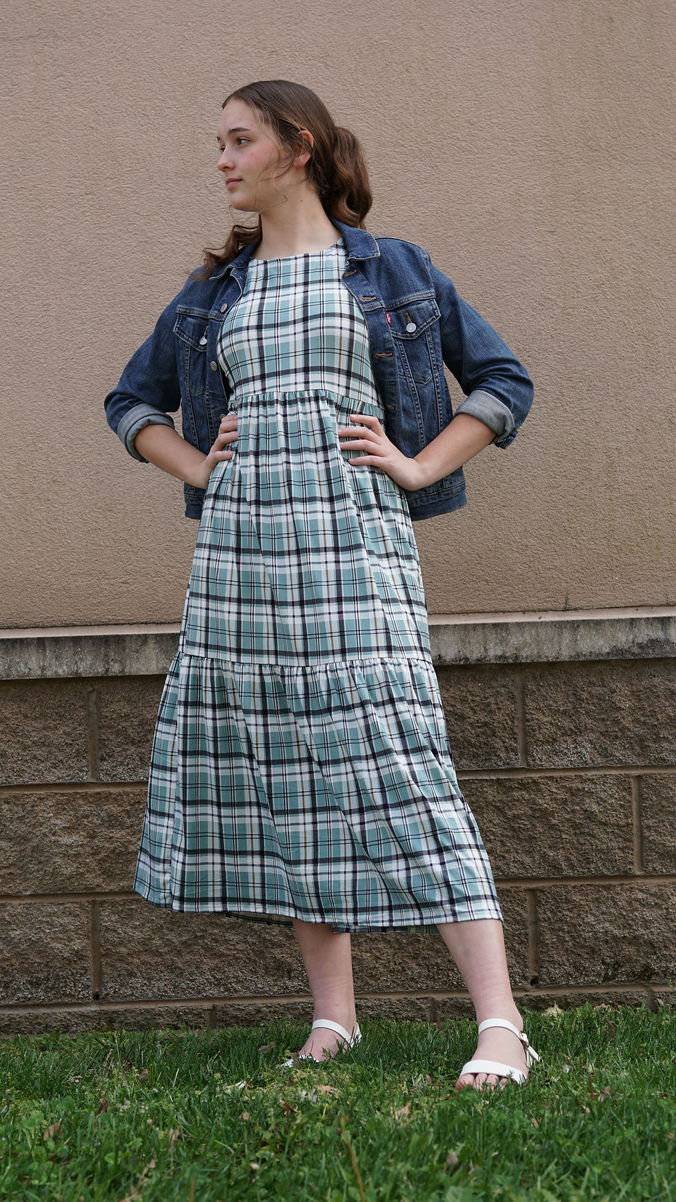 Thumbnail: EVERYONE LOVES PLAID SAGE GREEN MIDI