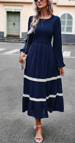 vintage bridal shower dress Blue Hand-Beaded Handspun Cotton Boho Maxi Dress 42" / Petite (5'1" and below)