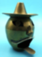 Brass head incense burner with hat