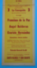 Vintage 1957 yellow bullfighting flyer with blue and white art by Saivadon Carreno of a matador standing over a defeated bull