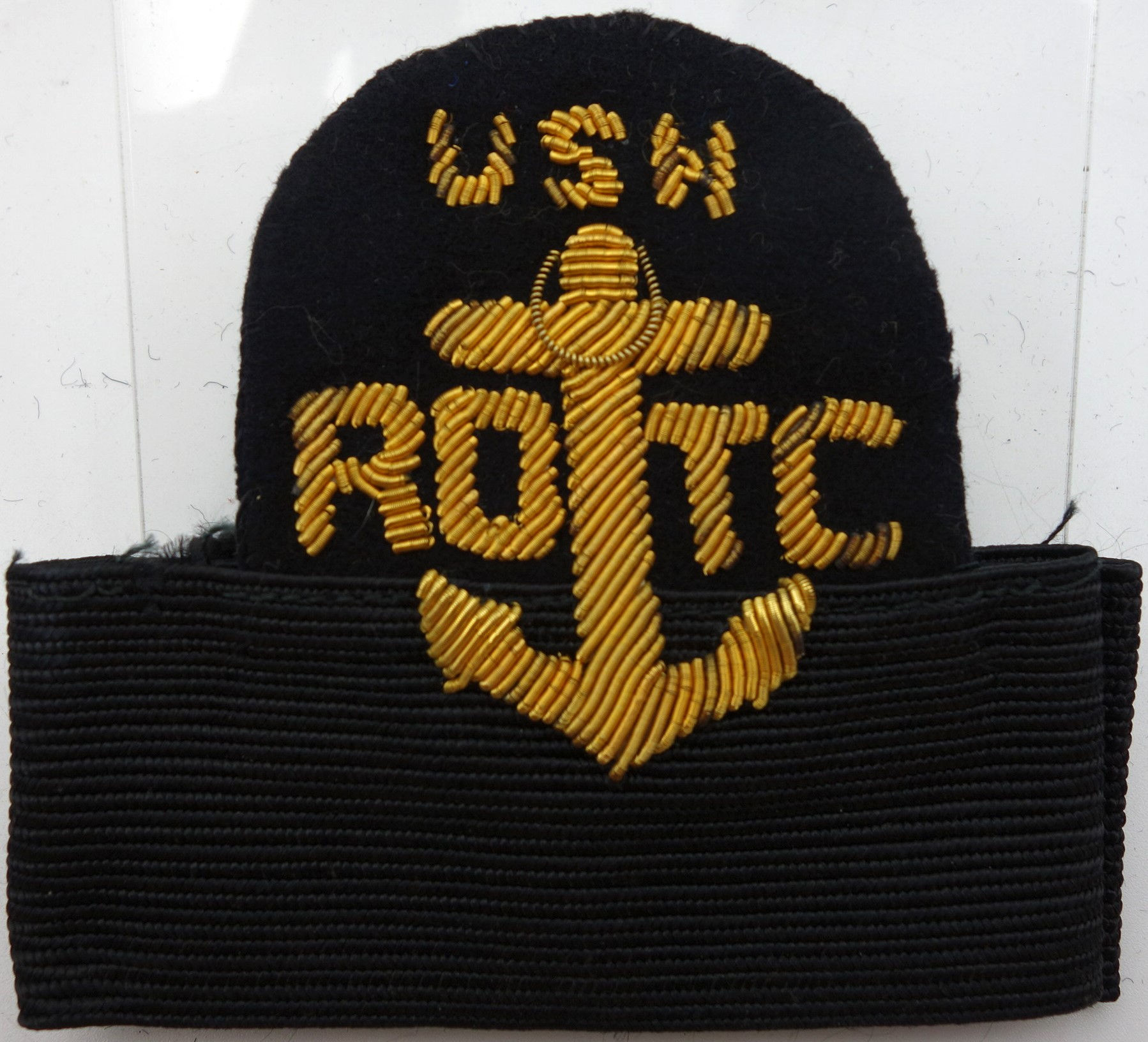 WWII US Navy ROTC bullion cap insignia