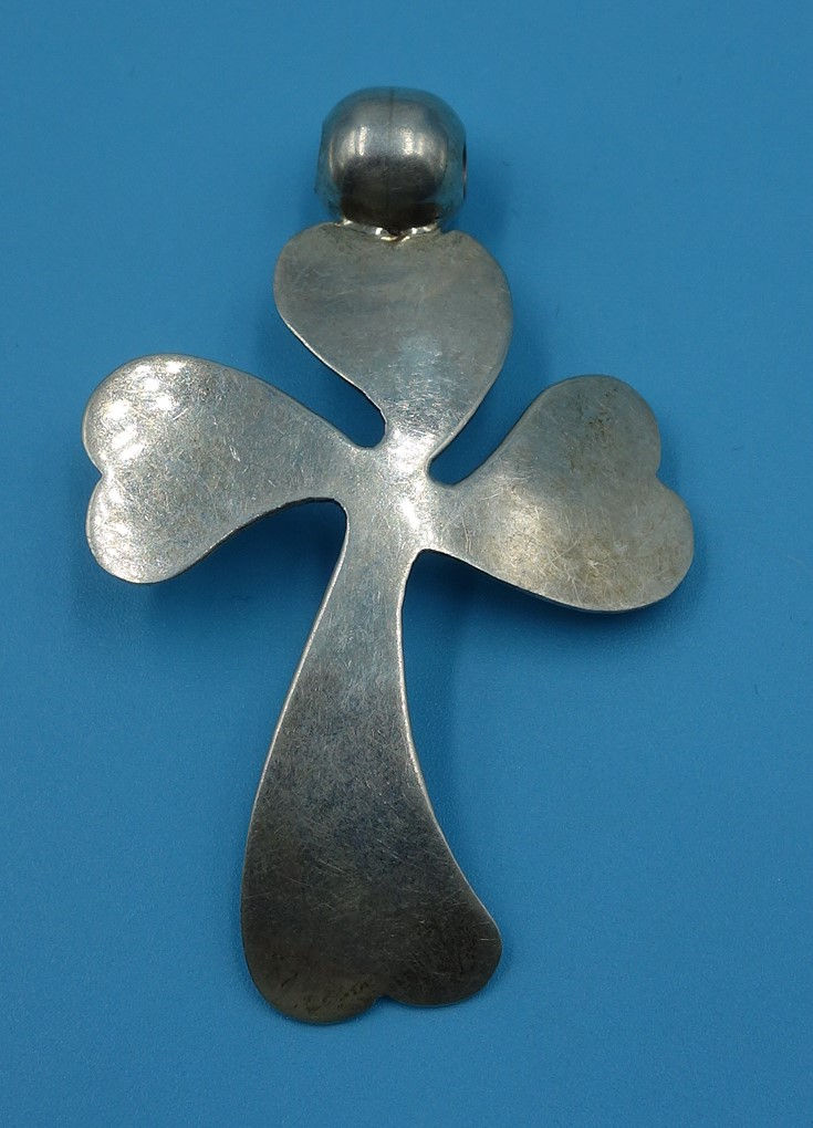Sterling silver shamrock cross pendant