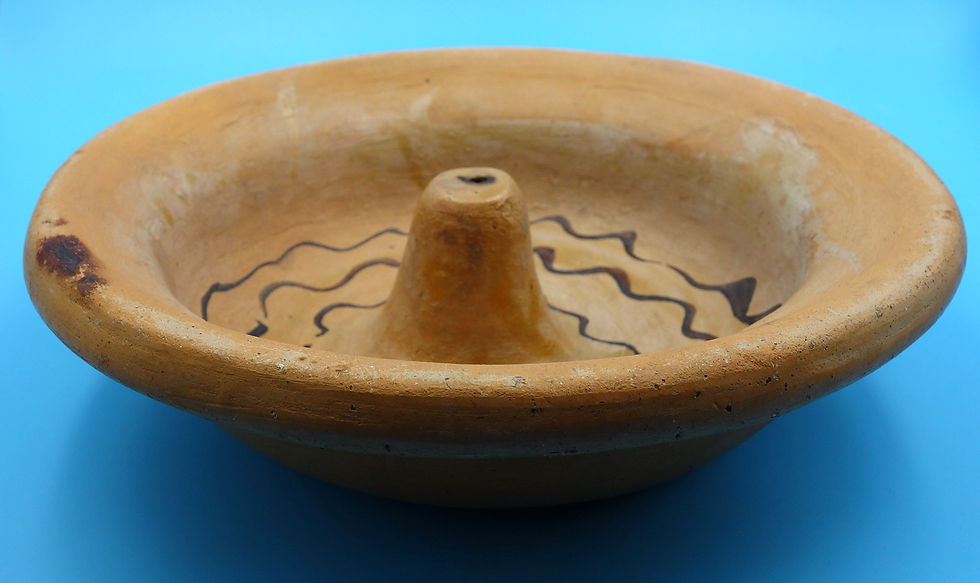 Vintage terracotta incense burner with wavy lines