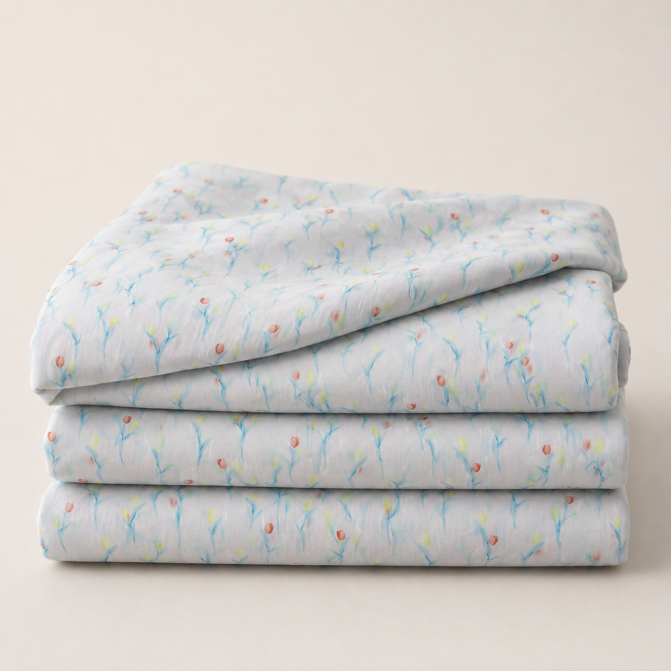 Thumbnail: Pink Tulip Sprig Cotton Lawn