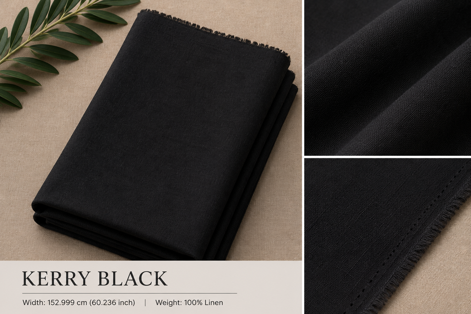 Kerry Black Linen Fabric