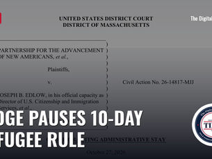 Page one of the federal court order pausing DHS's refugee termination rule
