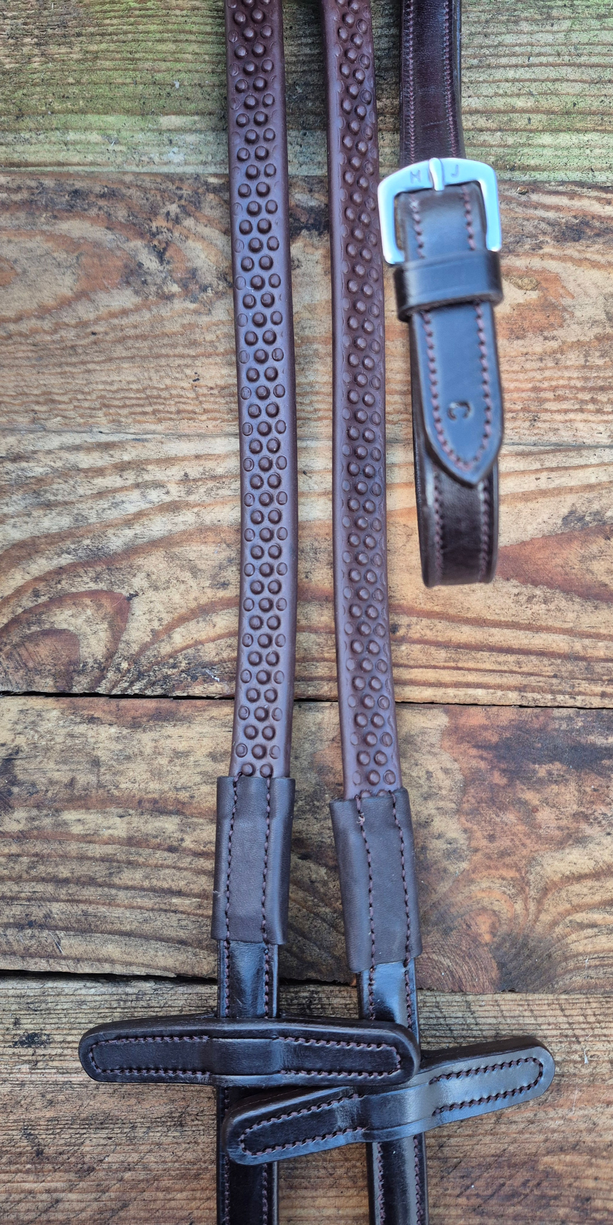 BioThane® Bio Grip Rubber Reins Dark Havana Cob Size