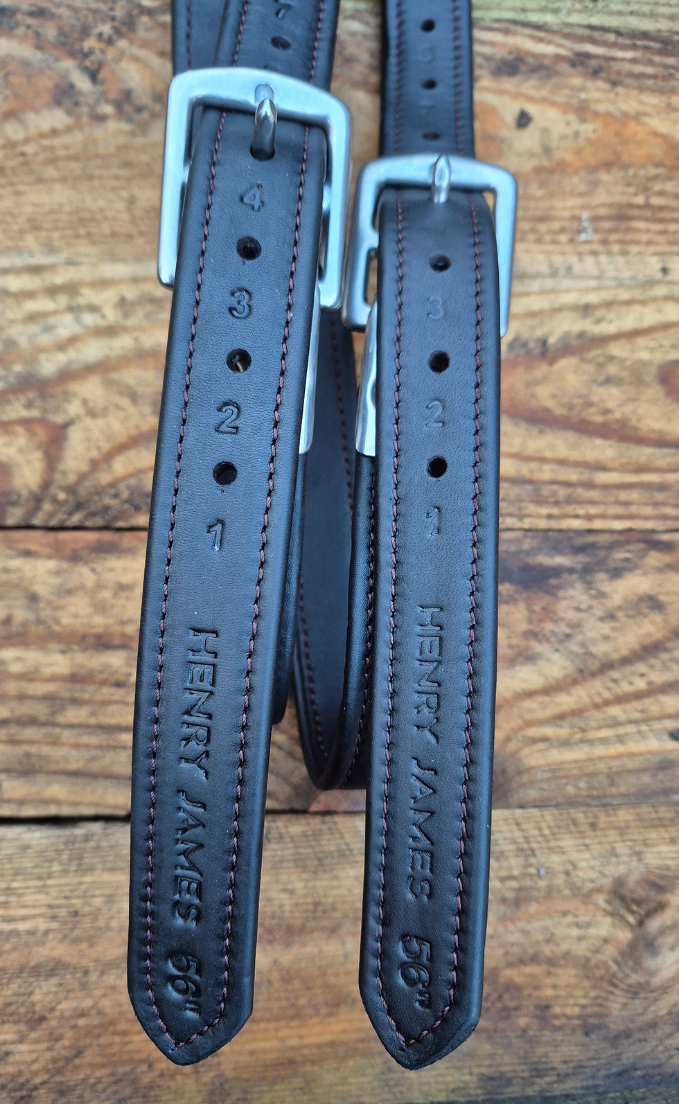 Calfskin Stirrup Leathers Dark Havana 56"