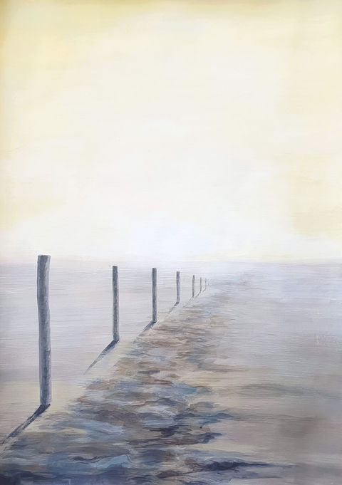 Fokus auf die Leere, Ruhe und Stille sowie landschaftliche Weite, malerisches Projekt in dem ich visuelle Ausdrucksformen für das Erleben von Stille erforsche und mich dabei dem Innehalten, dem zeitlichen Stillstand und Momenten stiller Präsenz als künstlerischem Thema widme.