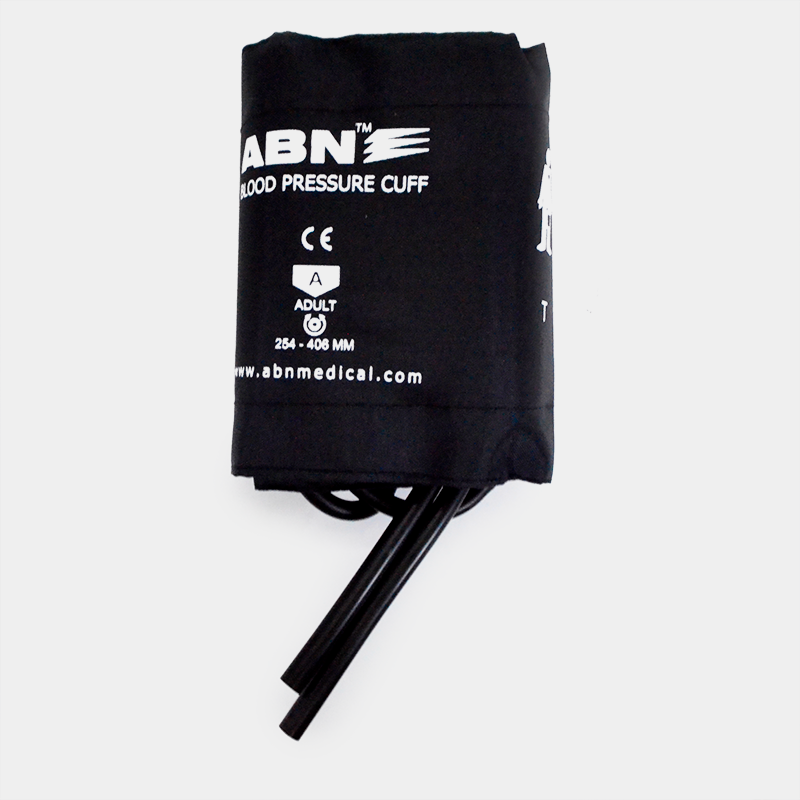 Miniatura: ABN Blood Pressure Cuff, CE symbol, and website address for blood pressure monitoring.