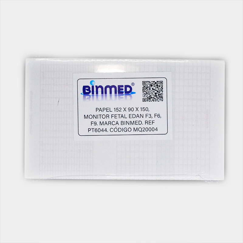 Papel Binmed con texto: 152 X 90 X 100, Monitor Fetal, FS Marca Binmed.