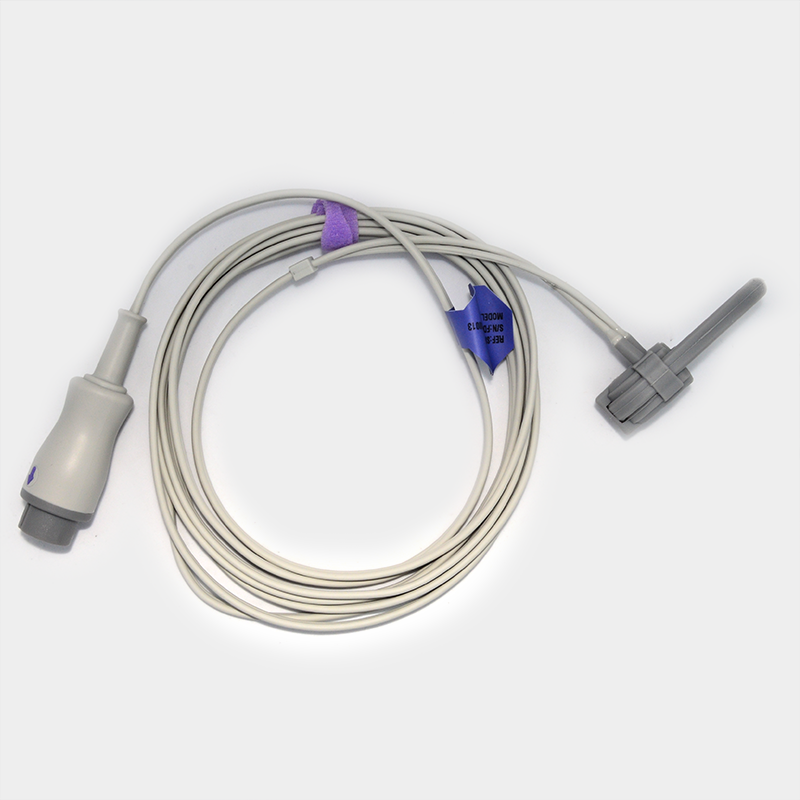 Miniatura: Cable con Sensor de SpO2 conectado; Ref SP4361A. Dispositivo médico para monitoreo.