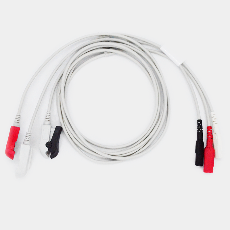 Cables blancos con conectores. Latiguillos tipo ASP. Ref DX3-90P. Para equipos médicos.