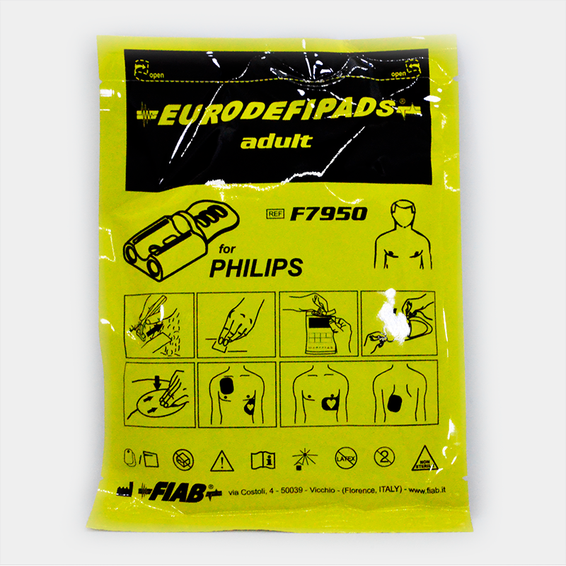 EURODEFIPADS adult F7950 For PHILIPS, Electrodos multifunción. Ref F7952PW. Package with instructions for use.