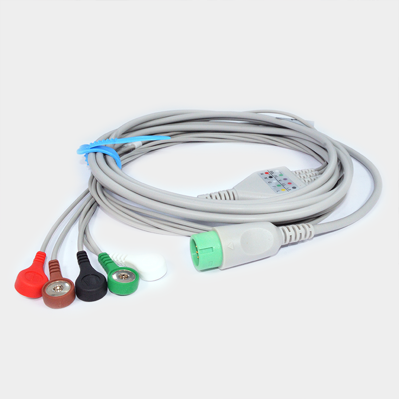 Cable ECG con conectores de diferentes colores para equipos médicos. Bombillo. Ref 03700.