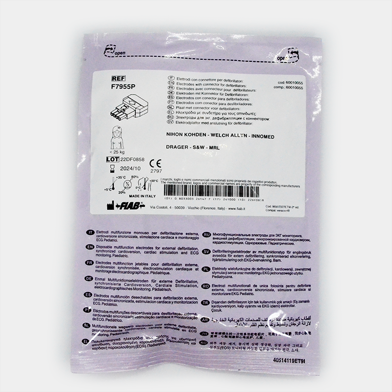 Package with text and logos. Electrodos multifunción. Ref F7952PW. Contains product information and instructions.