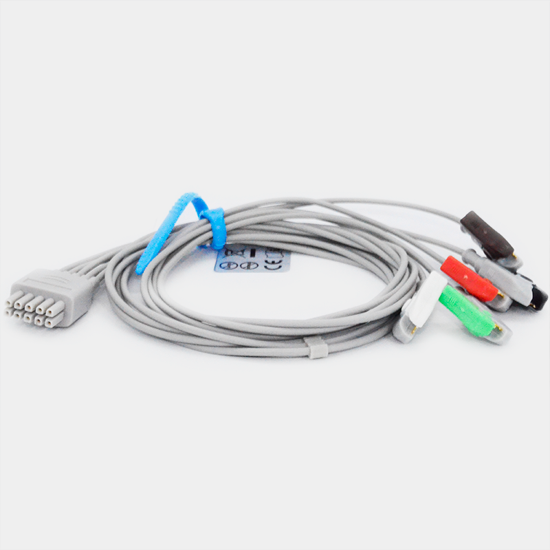 Conjunto de cables grises. Latiguillos tipo Conmed. Ref EG040C5A. Conectores para uso médico.