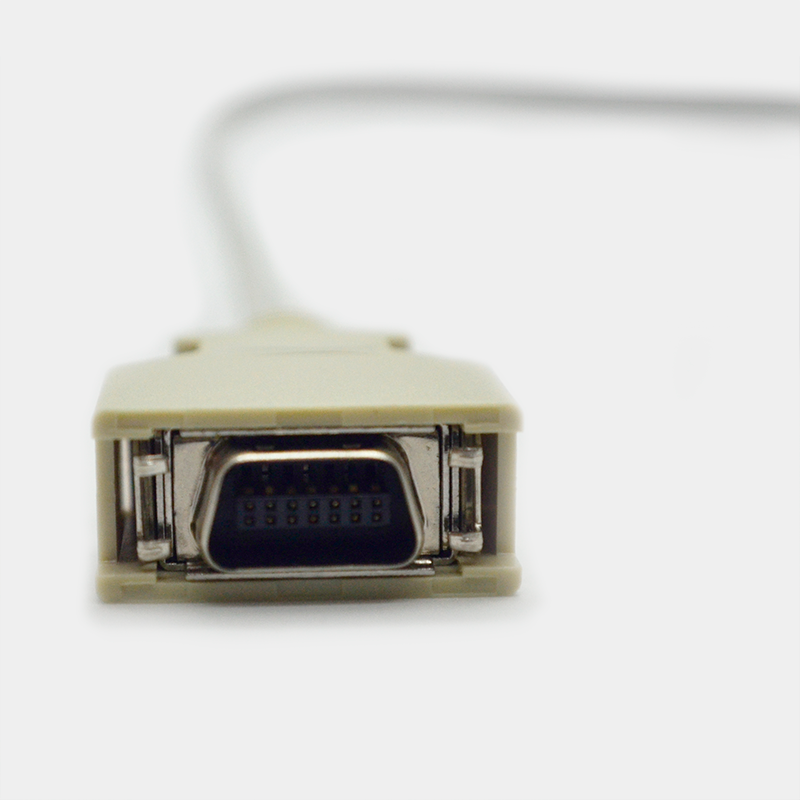 Miniatura: Conector D-Sub de color beige, cable, fondo blanco, primer plano, tecnología.