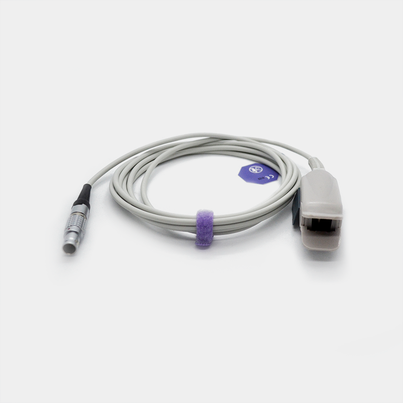 Cable con Sensor de SpO2 conectado; Ref SP4327A. Conector y circuito visible.