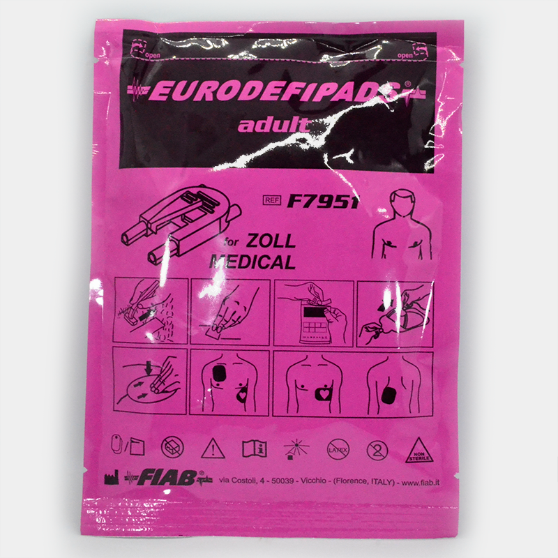 EURODEFIPAD adult, instrucciones de uso, Electrodos multifunción. Ref F7952PW. Empaquetado en bolsa rosa.