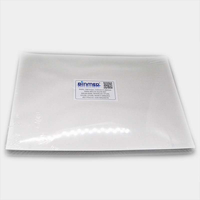 Paquete de papel blanco con etiqueta y texto visible. Papel 210 X 280 X 200. Ref PT6099.