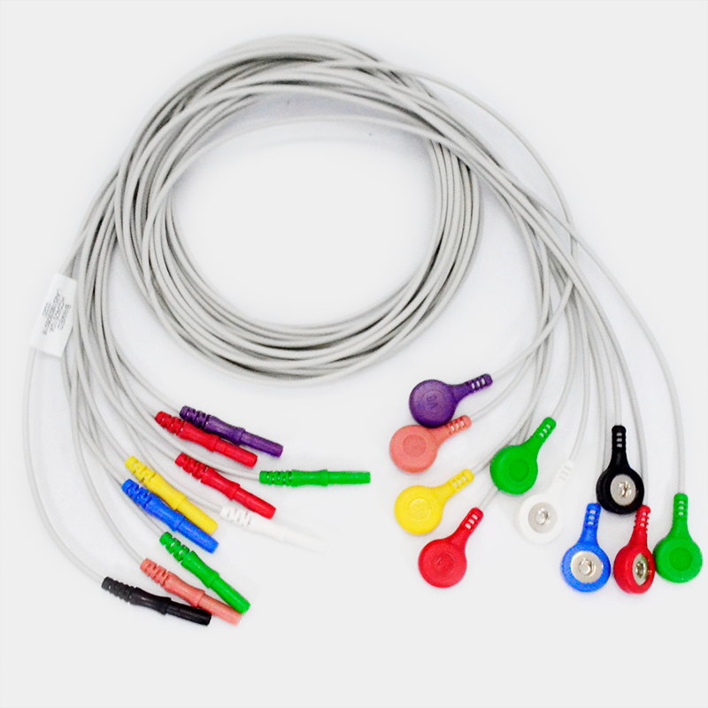 Conjunto de cables con electrodos de colores, Electrodos multifunción. Ref F7961P. Para monitoreo médico.