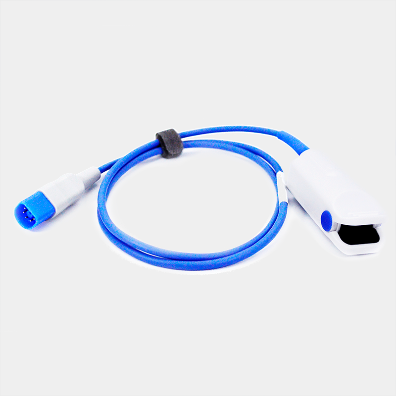 Sensor de Oxígeno (Celda) con cable azul y conector blanco, fondo claro.