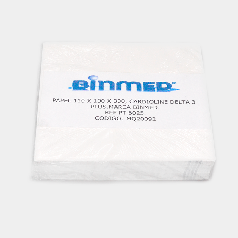 Papel Binmed con texto: Papel 110 x 100 x 300, Cardiolina Delta 3. Ref: PT 6025.