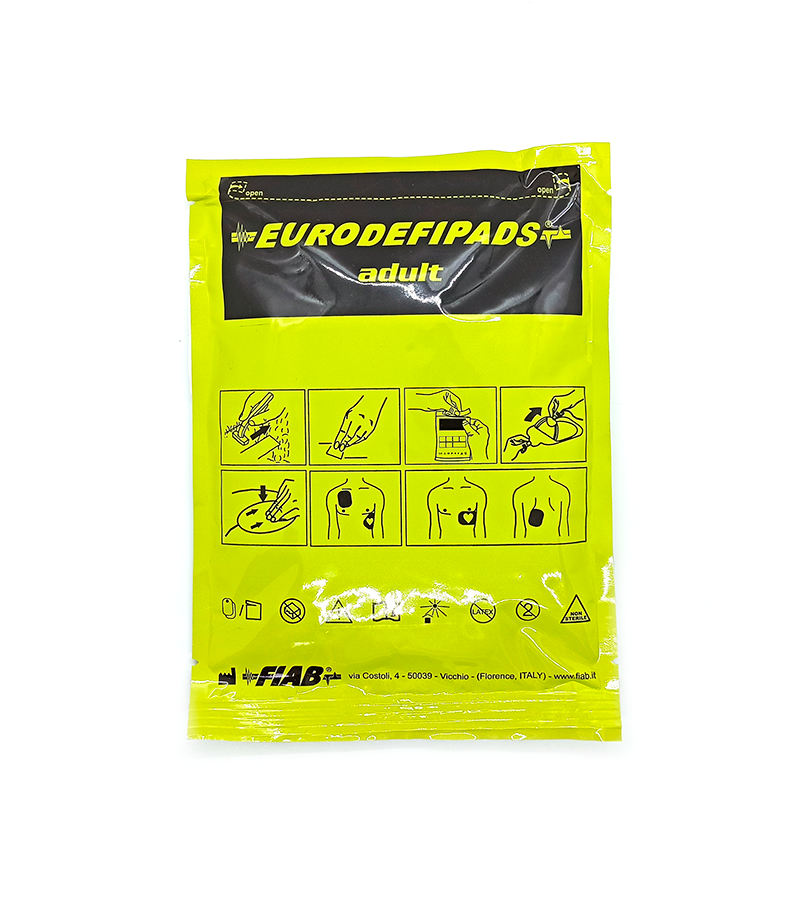 Paquete de electrodos desfibrilador adulto EURODEFIPADS, instrucciones, Electrodos multifunción. Ref F7956P.