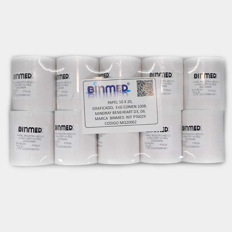 Rollo blanco con la etiqueta DIMMED, Papel 210 X 150 X 200. Ref PT6071, en paquete.