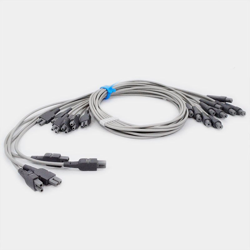 Conjunto de cables grises. Latiguillos tipo ASP. Ref EH024C3A. Cables con conectores negros.