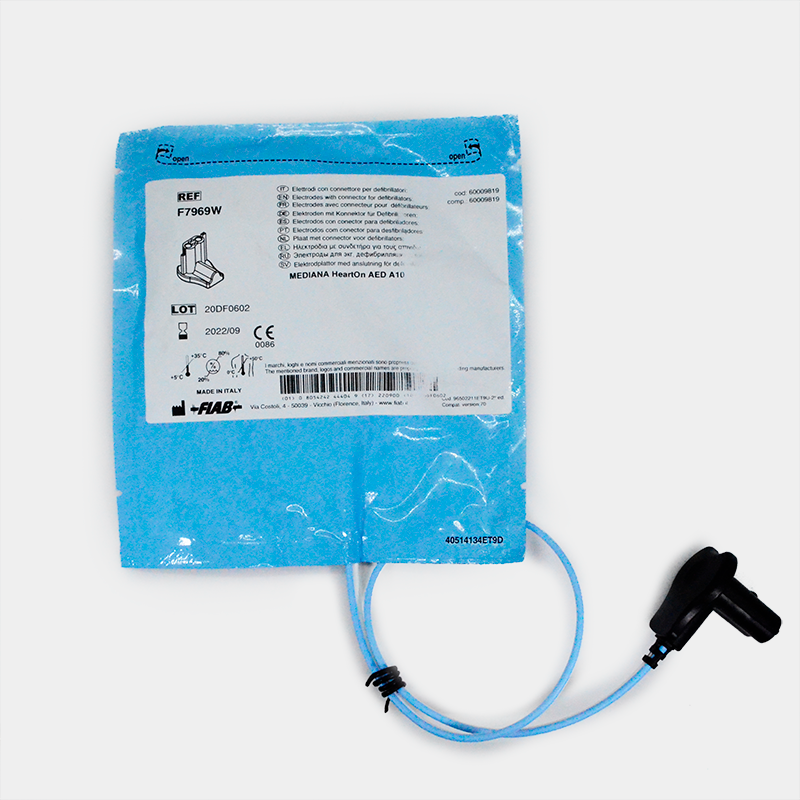 Electrodos para estimulación F7952PW, producto médico con cable y embalaje azul. Electrodos multifunción. Ref F7952PW.